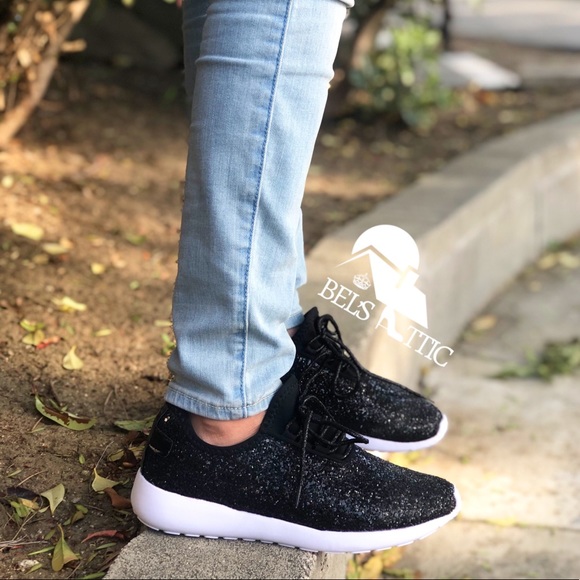 Black Sparkling Glitter Sneaker Kicks - Picture 6 of 8